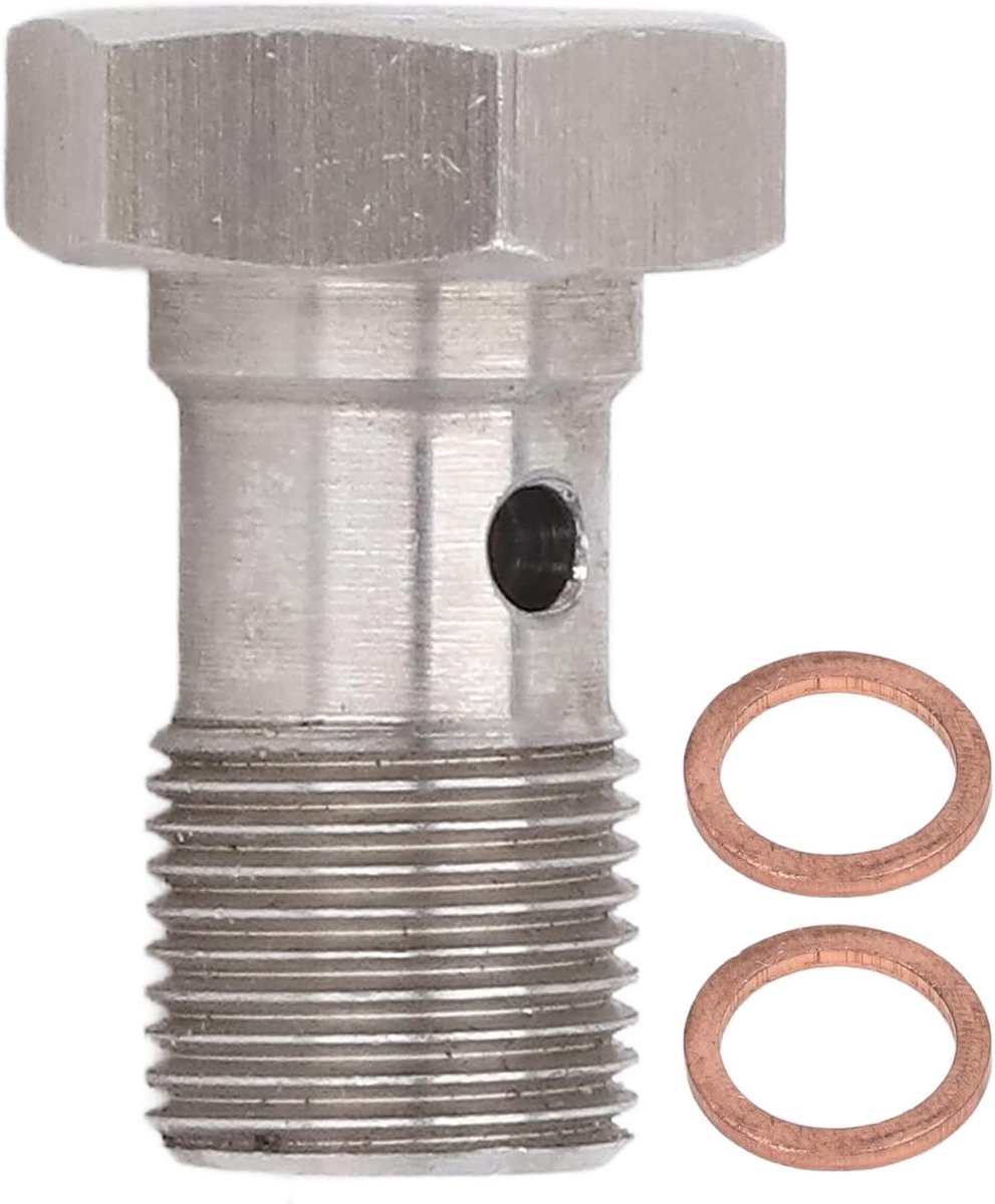 Banjo Bolt M12x1.0 voor Remslangen, Enkel Gat Adapter met Ringen voor Koppeling en Turbo Olievoorziening