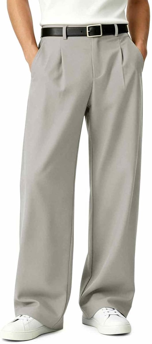 Chinobroek voor heren, baggy kostuumbroek, losse pasvorm, stretch, casual stoffen broek, zomer, brede joggingbroek voor mannen