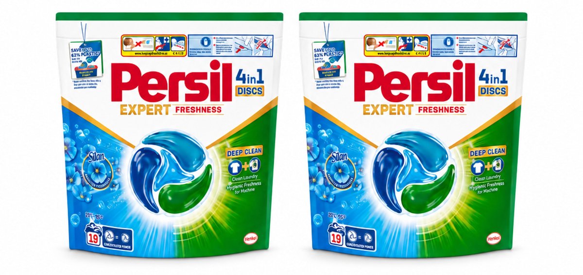 2 x Persil - Wasmiddel - Wasmiddelcapsules Freshness by Silan - Langdurige Frisheid - 19 wasbeurten - Bulkverpakking - 2 stuks