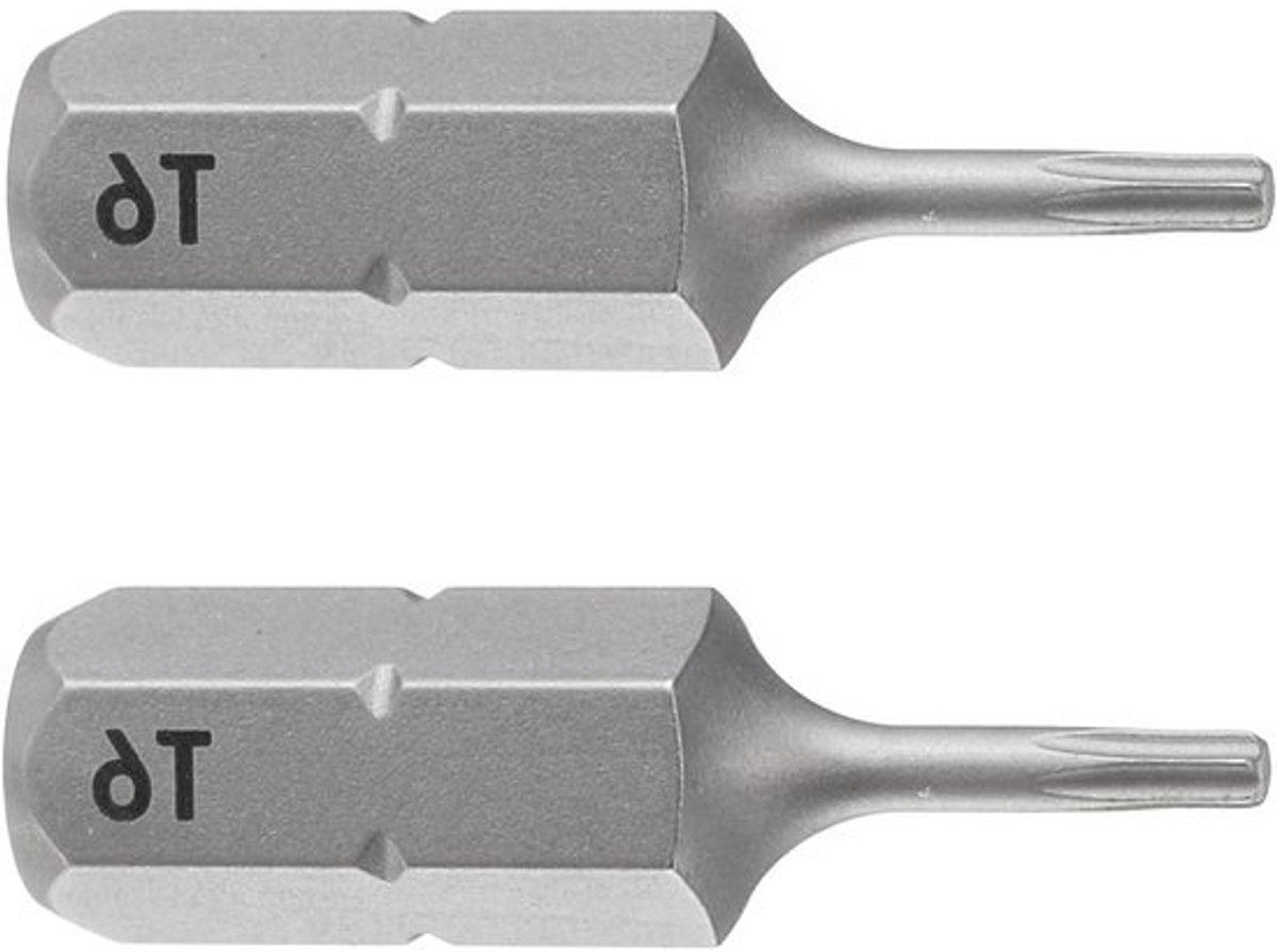 2 stuks T6 Torx schroevendraaierbits, magnetische 6-punts kop 25 mm met 1/4 inch zeskantschacht, S2 staal voor elektrische schroevendraaiers en boormachines