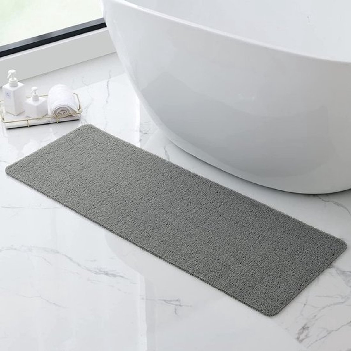 Antislip Loofah Douchemat 40 x 100 cm - Zachte en Sneldrogende Badmat voor Witte Ruimte