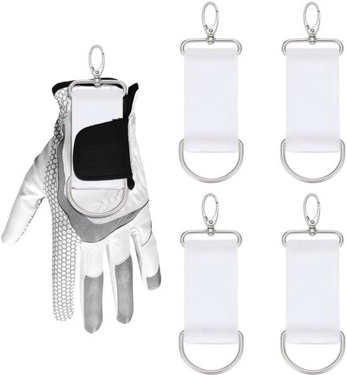 Houders voor golfhandschoenen met riem en metalen clip, polyester 17,7 cm, ideaal voor golfers en accessoires