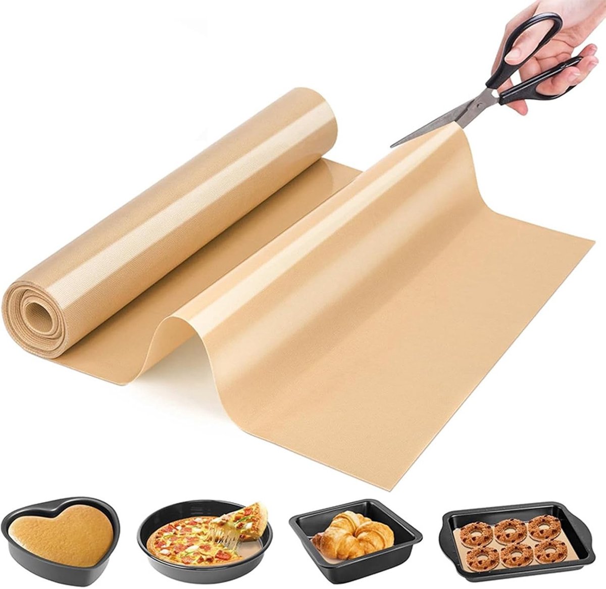 Bakplaat oven - Bruin - 30 x 250 cm - Duurzame Siliconen Bakfolie - Herbruikbaar en Snijbaar