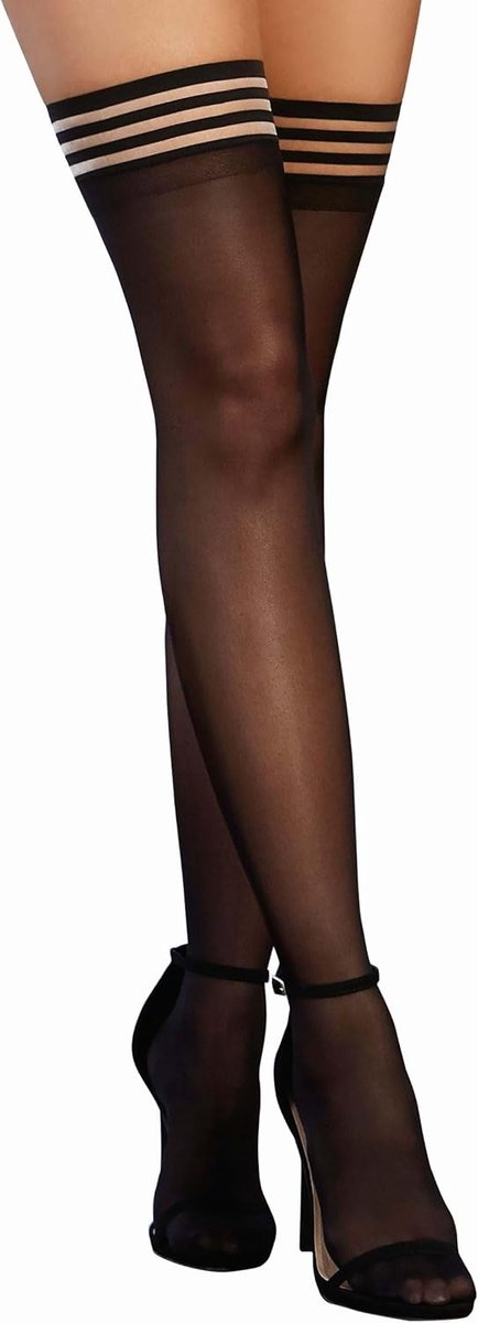Size Gestreepte Elastische Pure Dij Hoge Kousen Blijf Kousen