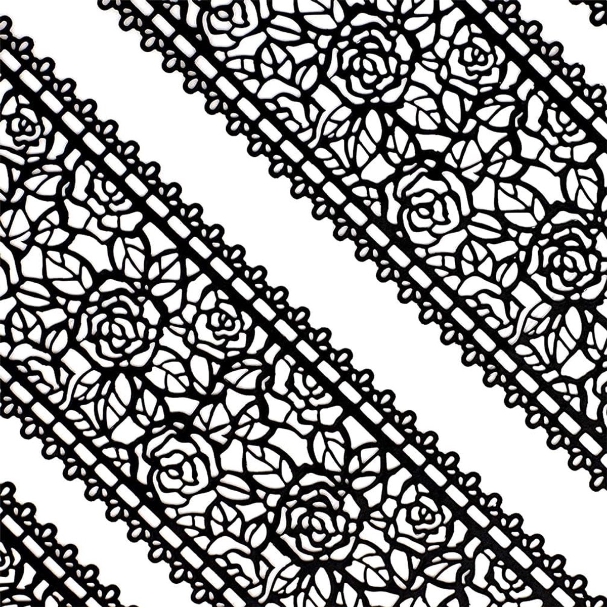 Eetbare taart kant rozenbloesem zwart 14-inch 10-delige set
