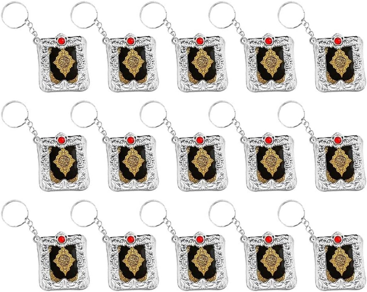 15 stuks moslim hangende sleutelhangers, moslimdecoratie, sleutelhanger, kleine koran sleutelhanger, voor souvenir, portemonnee, handtas, ornament
