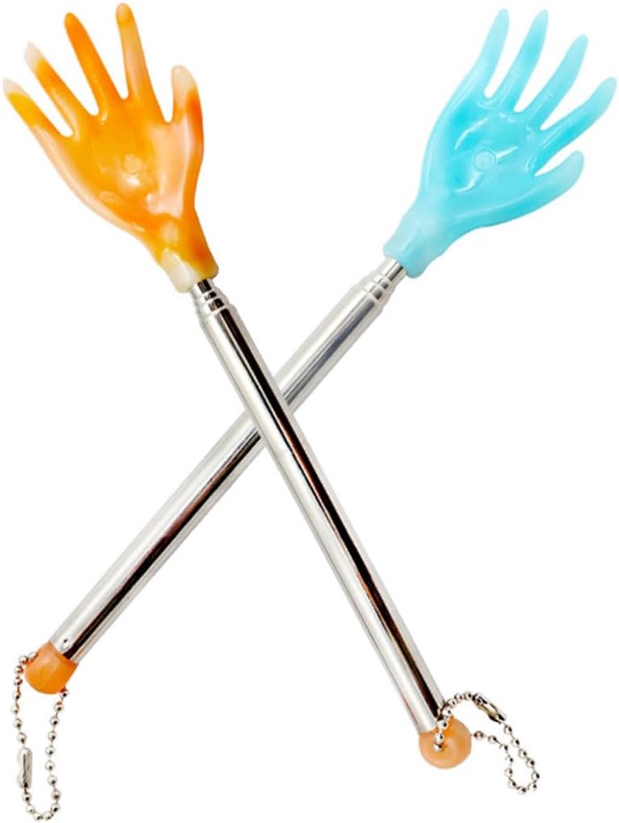 2 stuks rugkrabbers rugkrabbers telescopische rugkrabber uittrekbaar draagbaar rugkrabber handmassageapparaat skelet roestvrij staal telescopische handgreep uittrekbaar