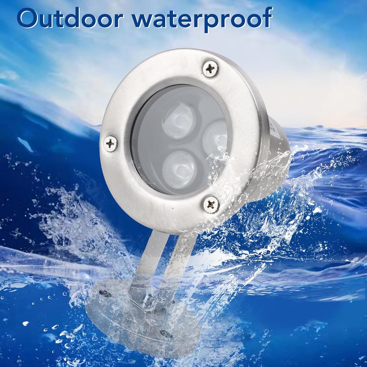 Koplamp 3W LED IP68 Waterdicht Roestvrijstaal Stoflicht voor Fontein Zwembad, Onderwaterdecoratie, Tuinverlichting