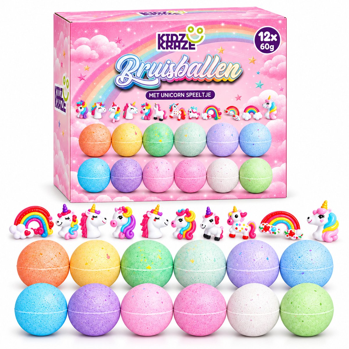 KidzKraze® Bruisballen Kind Unicorn - Bath Bombs - Badbom - Badbruisballen - Badschuim Kinderen - Badproducten - Badballen