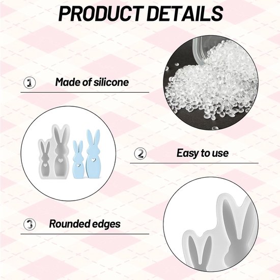 Gietvormen, set van 2 gietvormen, premium doe-het-zelf vormen voor epoxyhars, gips en zeep, nauwkeurige 3D-contouren voor stijlvolle paasdecoratie en geschenken — afbeelding 2