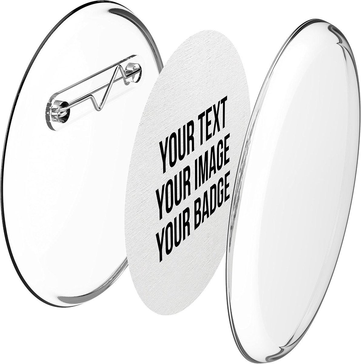 Zelf buttons maken zonder buttonmachine, 56 mm, 50 stuks – speldbuttonset met spelden en A4-buttonpapier
