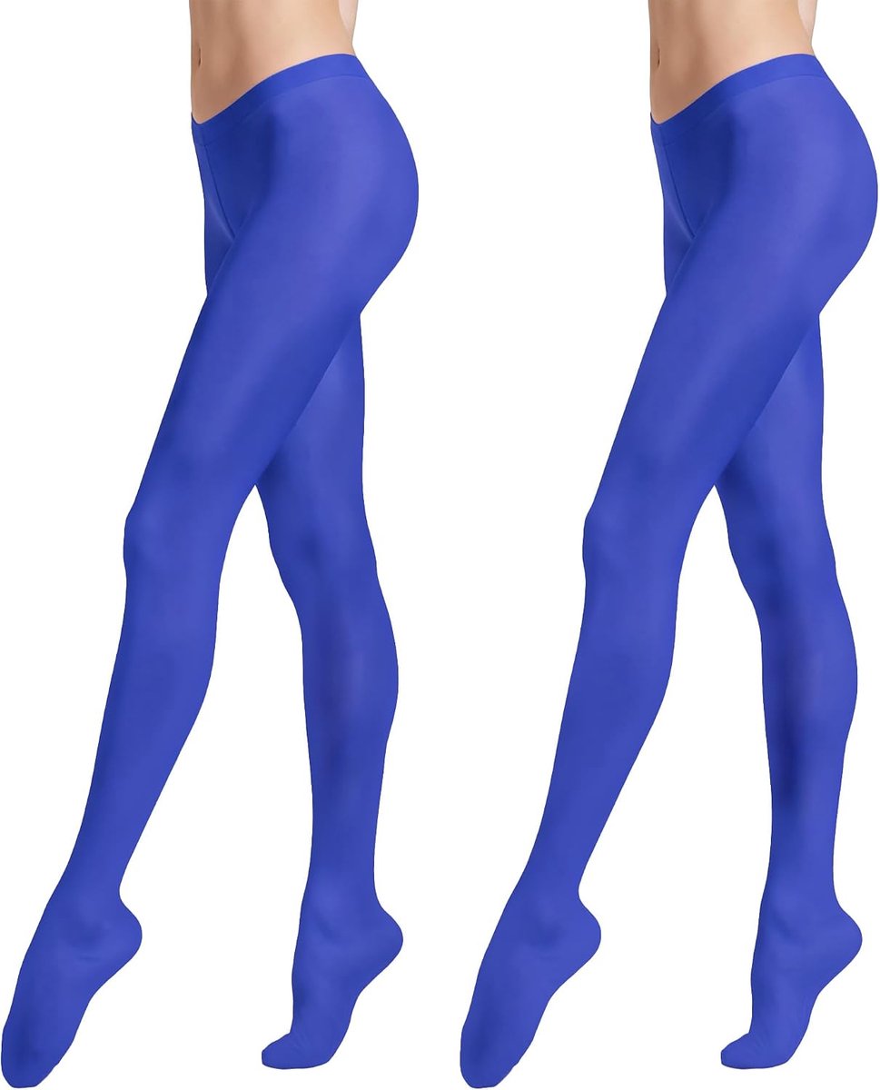 2 paar dameskousen in effen kleur, leggings van microvezel, elastische panty's, voor herfst en winter, Donkerblauw, one size