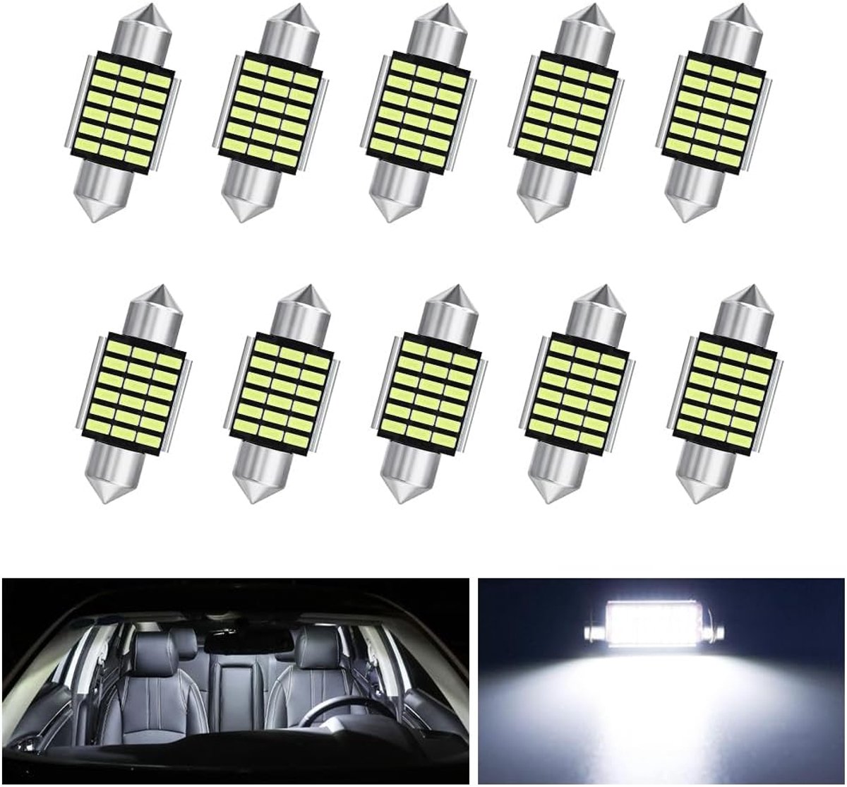 10 stuks, binnenverlichting, 31 mm, 18 MSD, 12 V, wit, plug and play, auto-binnenverlichting