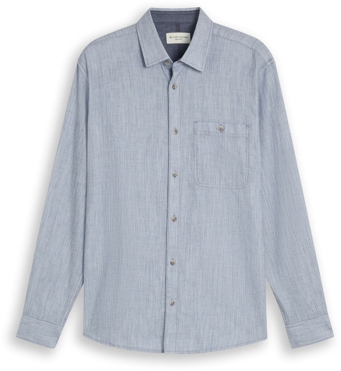 Tom Tailor - Overhemd met normale pasvorm en borstzak - Maat M - white dark blue structure