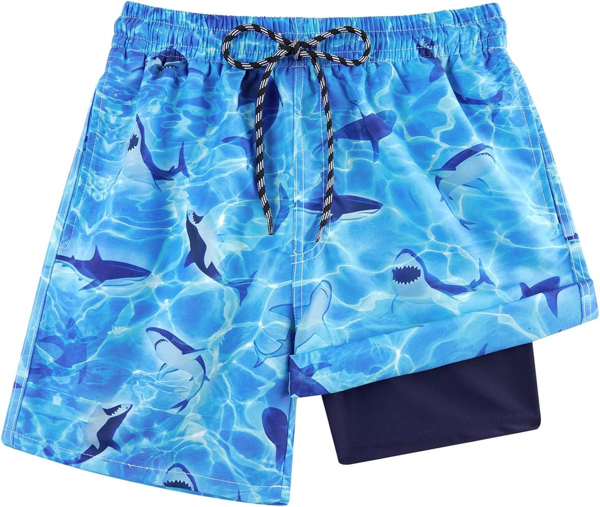 Zwembroek voor jongens Sneldrogende zwemshorts Compressievoering Anti-chafe Boxershort Zwemkleding Strand Boardsurfshorts 7-18 jaar