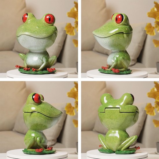 Dish Cookie Jar Kikker Beeldje Sculptuur Moderne Decor Geschenken Polyresin Standbeeld Groen 8 inch — afbeelding 4