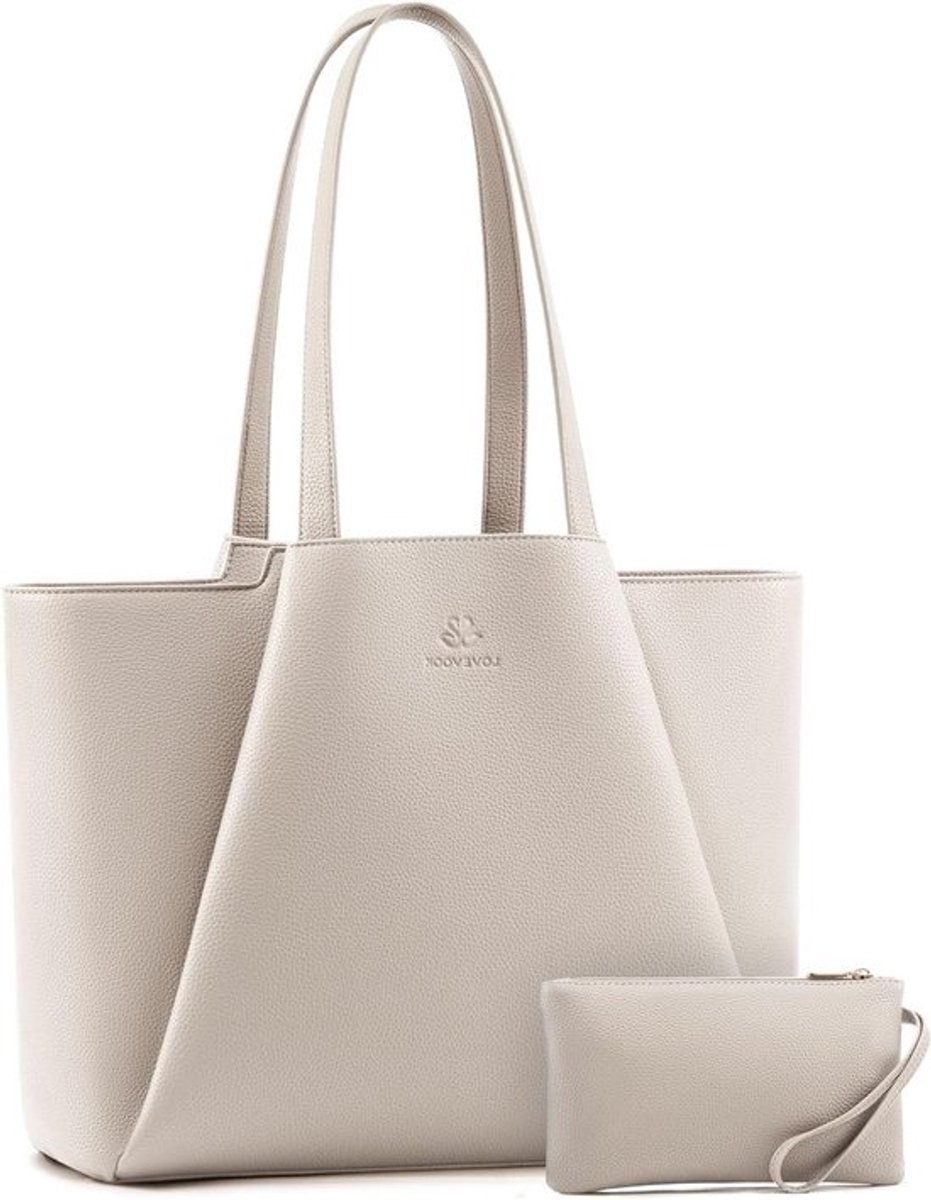 Dameslaptoptas - Schoudertas voor 15.6 inch laptop - Waterdichte leren shopper en totebag - Voor werk, kantoor en studie - Met laptopvak