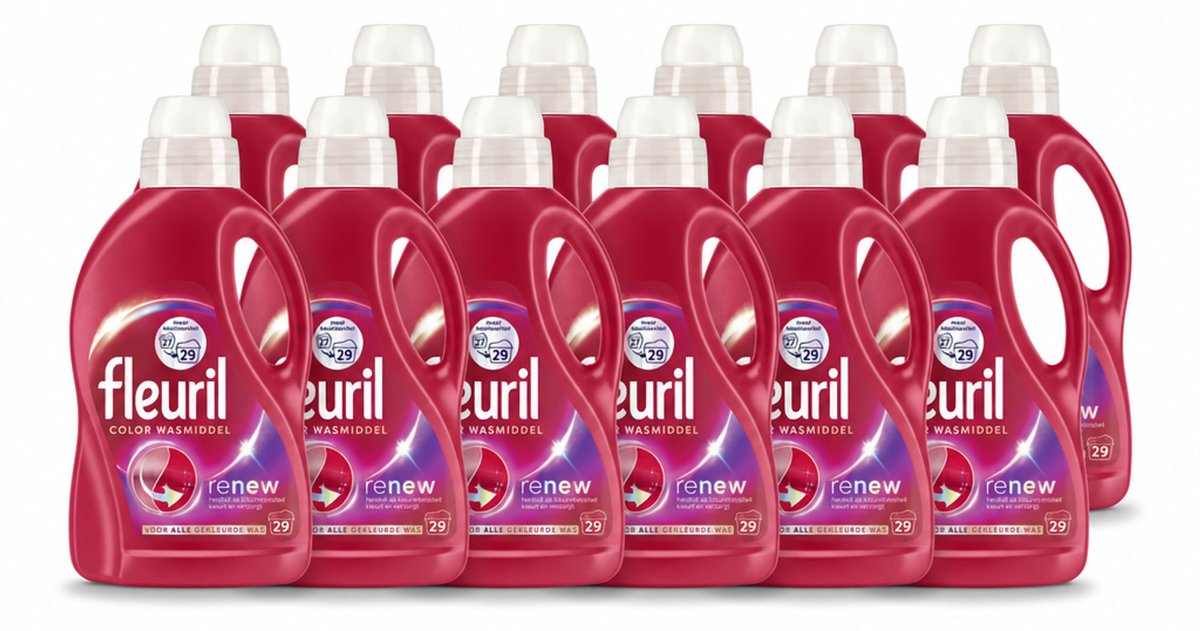 12 x Fleuril – Wasmiddel - Color – 29 wasbeurten – 1,305 L - Voordeelverpakking - 12 stuks