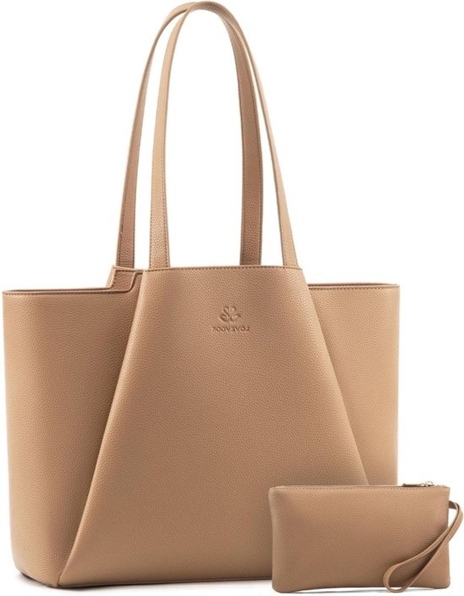Dames schoudertas voor 15.6 inch laptop - waterdichte leren shopper en totebag
