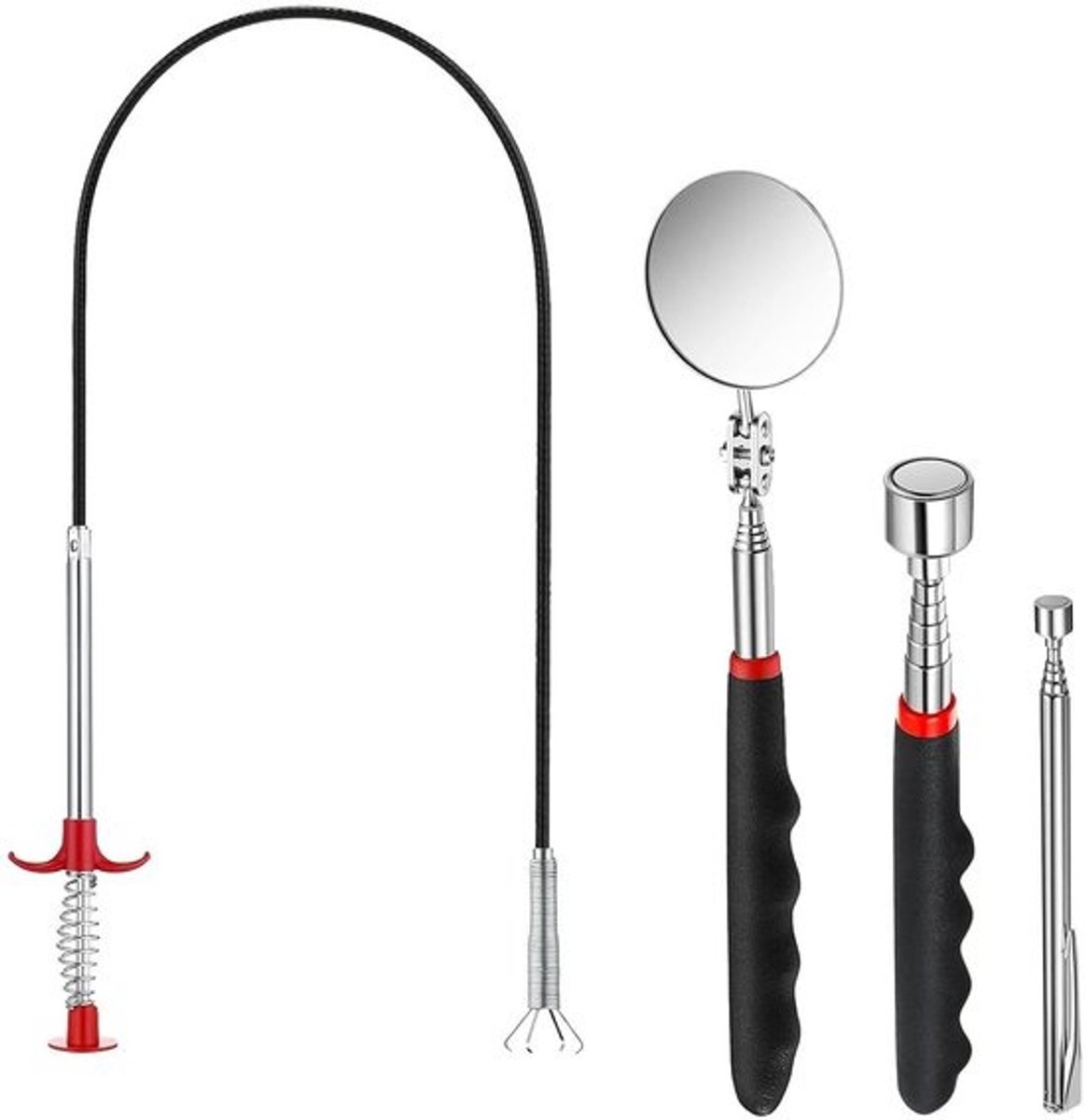 Flexibele en Uittrekbare Magnetische Stang voor Kleine Onderdelen en Metaalobjecten, Telescopische Spiegel voor Auto-onderdelen