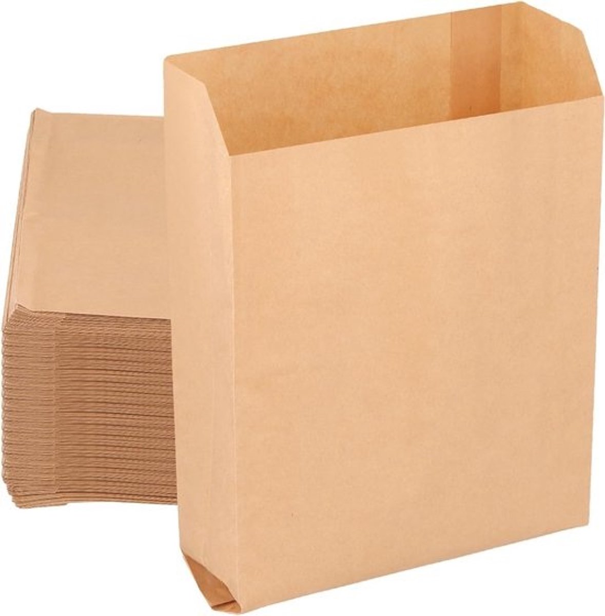 Dailygoods- Papieren Zakken 300 Stuks - Kraftpapier - 15 x 5 x 22 cm - Vetbestendig - Boodschappentas/Snoepzakje - Geschikt voor Snacks - Cadeauzakjes