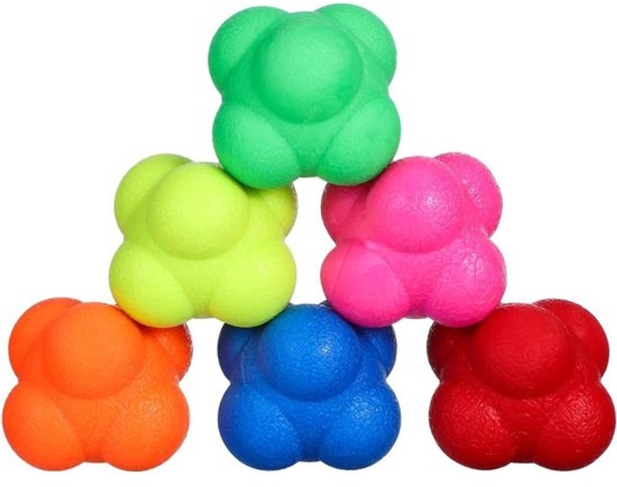 Rubber ballen voor verbetering van mobiliteit, reflexen en hand-oogcoördinatie - set van 6 stuks