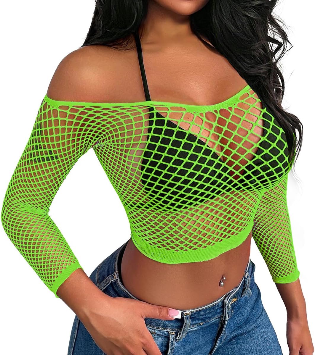 Vrouwen Sexy Lingerie Fishnet Crop Top Shirt Strand Cover Up