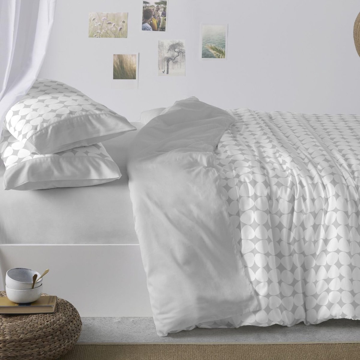 Blanco Bedrukte dekbedovertrekken, 90 cm breed bed. (+ beschikbare maten) | Design 139 | Kleur grijs (90 x 190/200 cm)