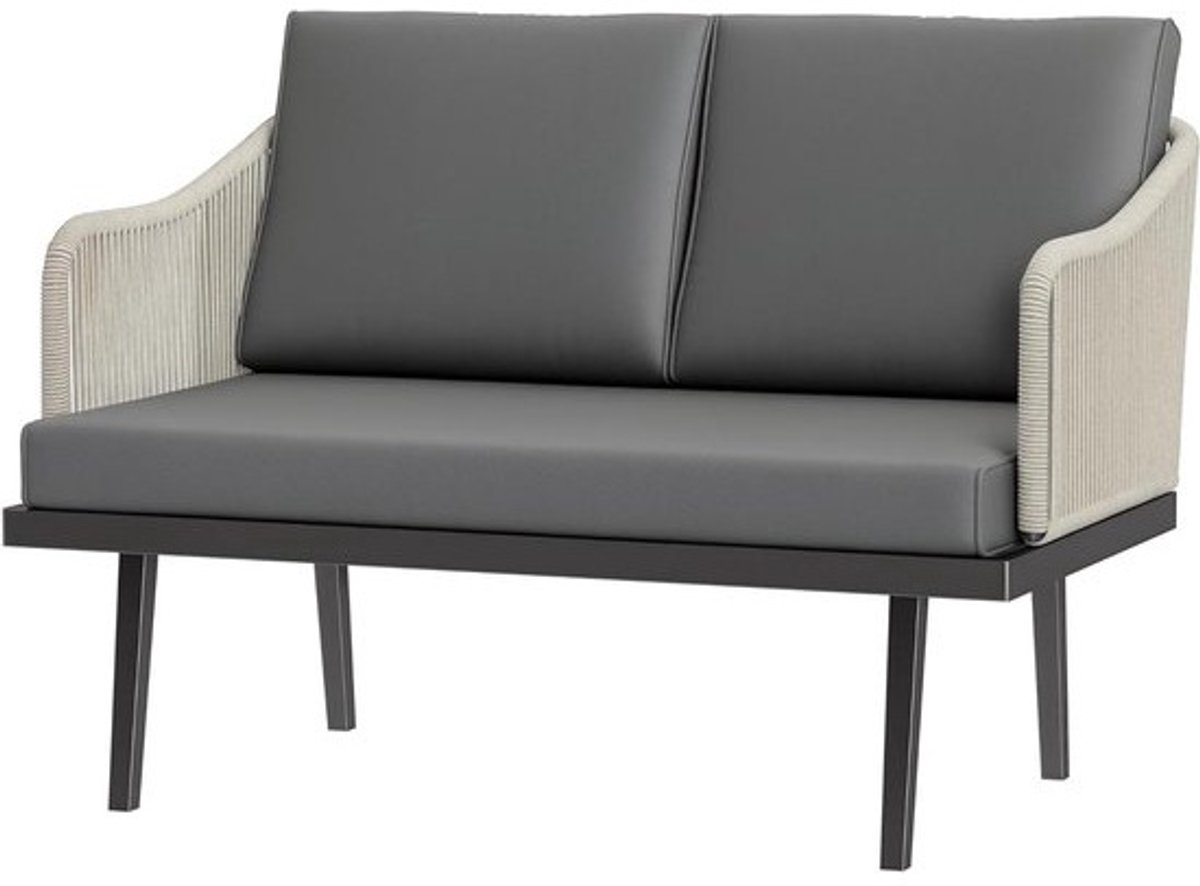 Tuinbank 2-zits - Outdoor bank - Genieten van de tuin - Met comfortabele kussens - 110 x 70 cm - Donkergrijs