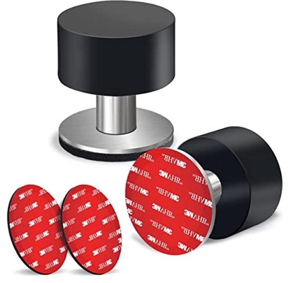 Robuuste Zelfklevende Deurstopper met Rubber Bovenkant - 2 Stuks, Extra Stickers Inclusief - Voor Bescherming Tegen Deuken en Geluidsdemping
