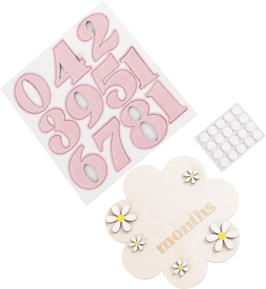 Set van 3D maandelijkse mijlpaalmarkeringen, houten cirkels voor mijlpalen, aankondigingsbord voor baby's, maandborden voor baby's, mijlpaalkaarten voor 1-12 maanden