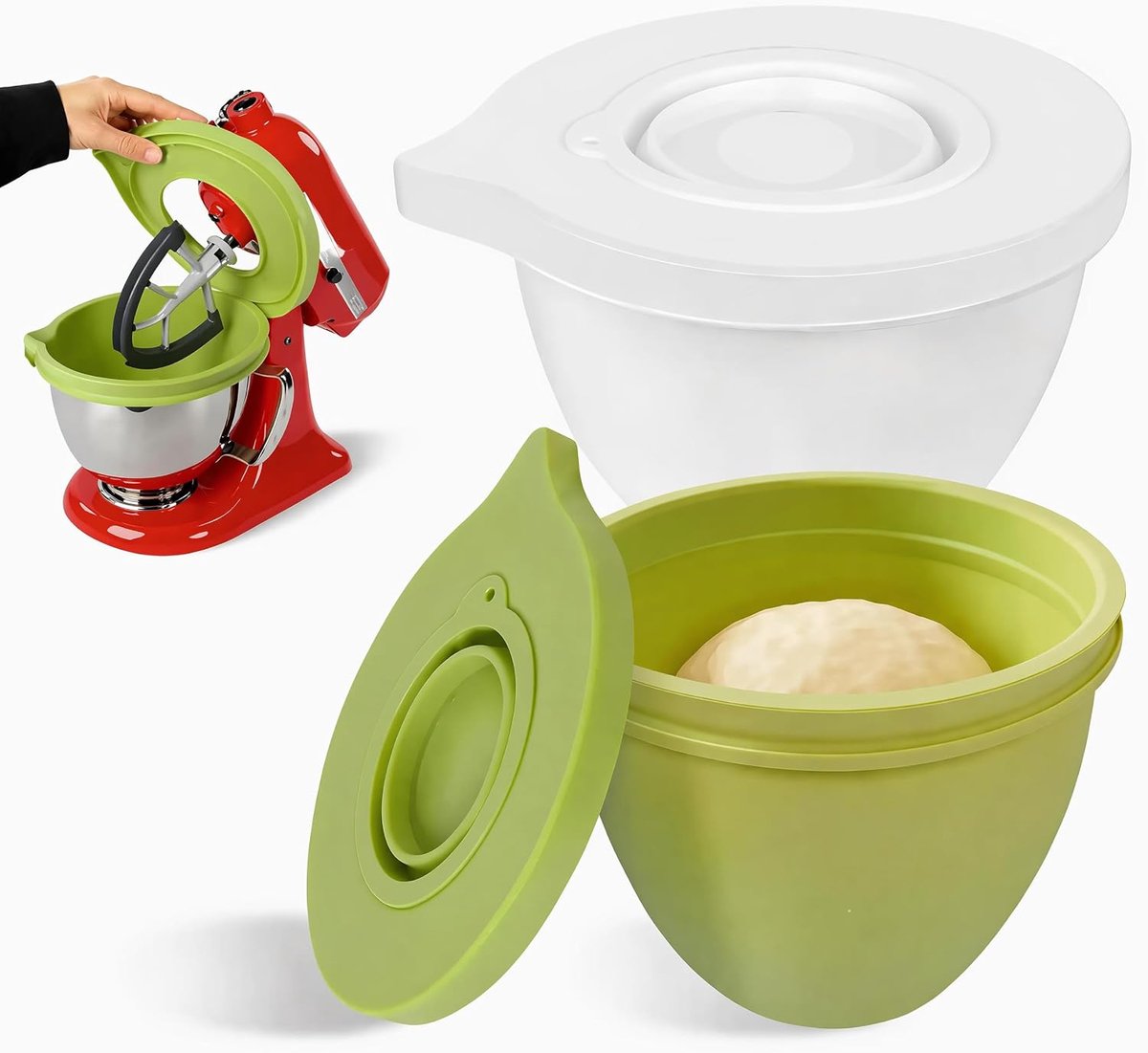 Kominlegstuk Compatibel met KitchenAid 4,5-5 Kwart Kantelkopmixer, Komvoeringen Deksels Stof- en Spuitdicht (Wit + Groen)
