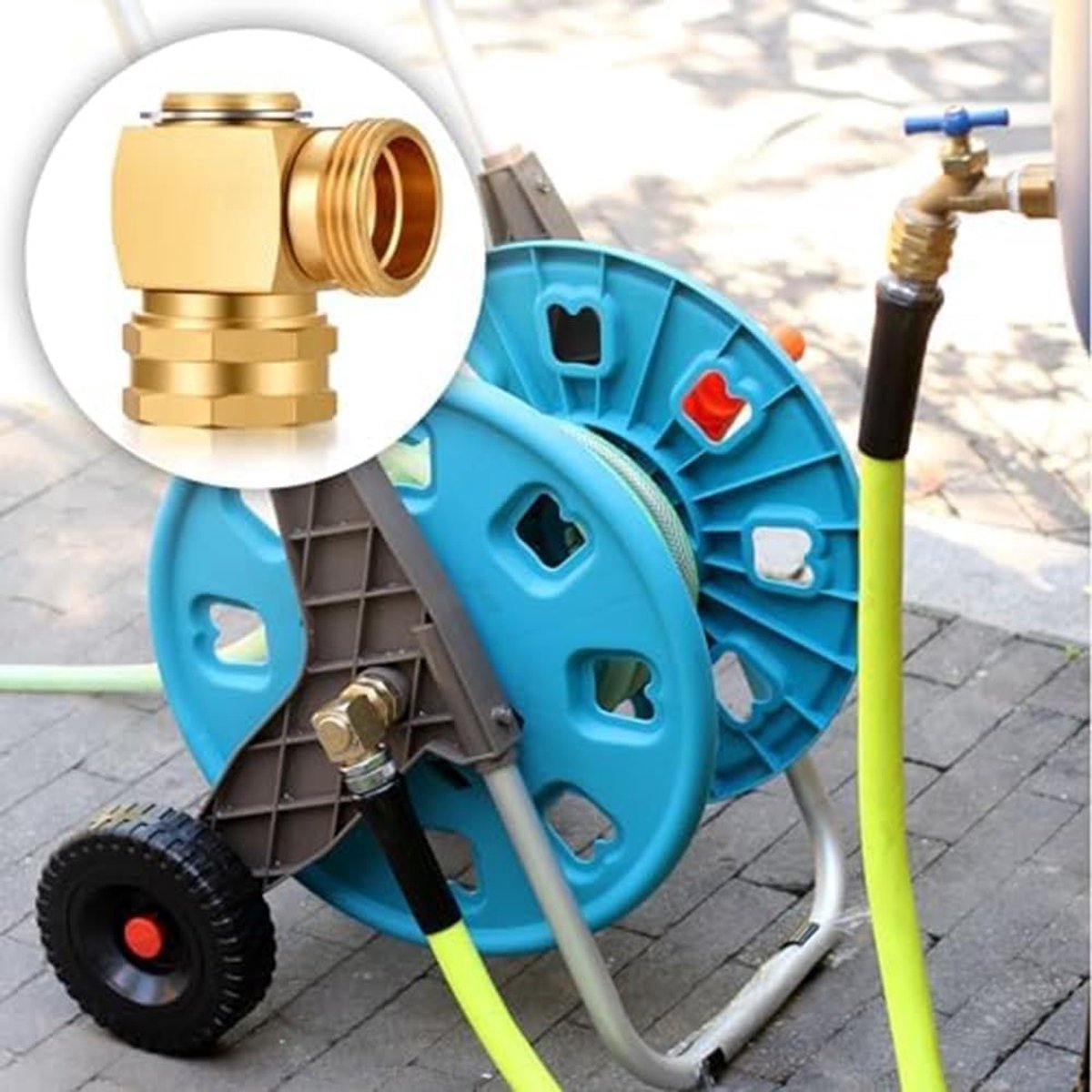 Tuinslang draaibare elleboogconnector, tuinslang draaibare kraanadapter, verstelbare 180 ° draaibare elleboogconnector 3/4 inch