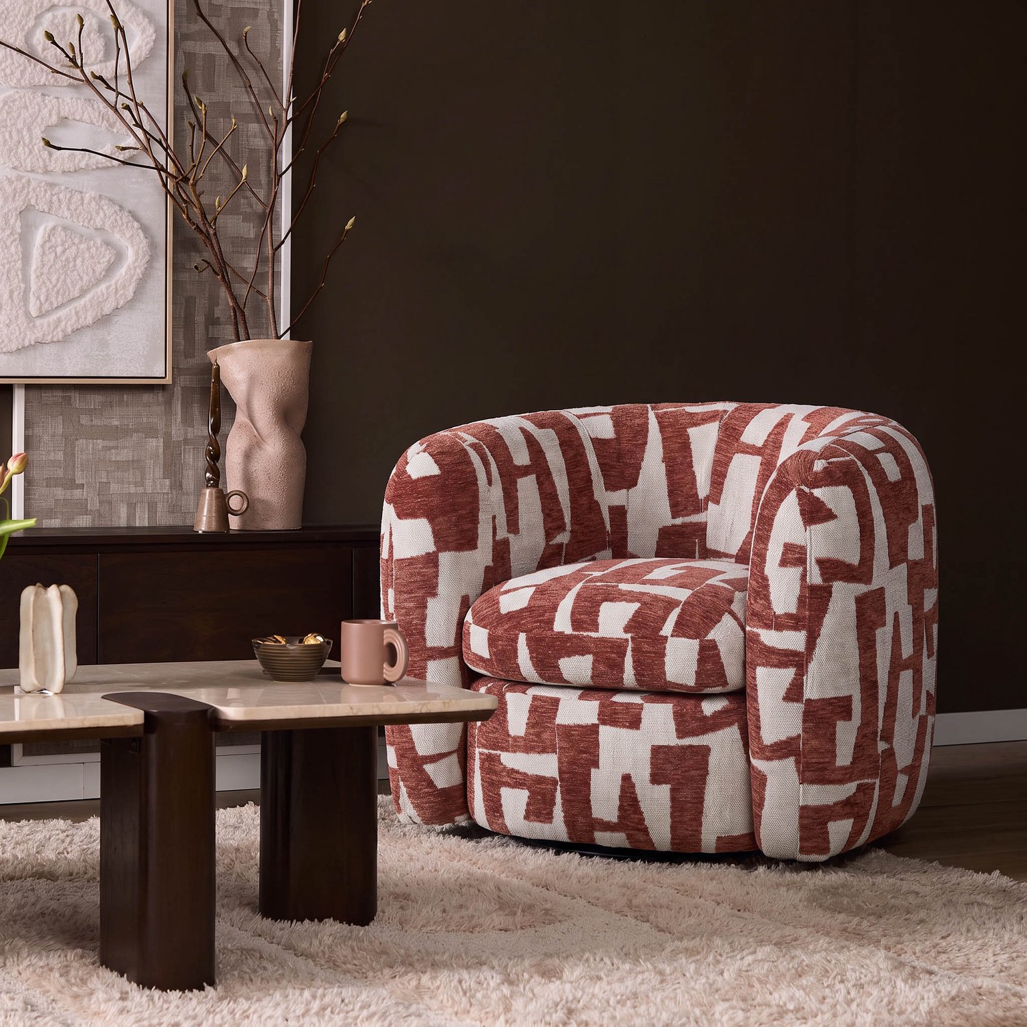 Starfurn Fauteuil Rosa - Rood - 77x88x70 cm