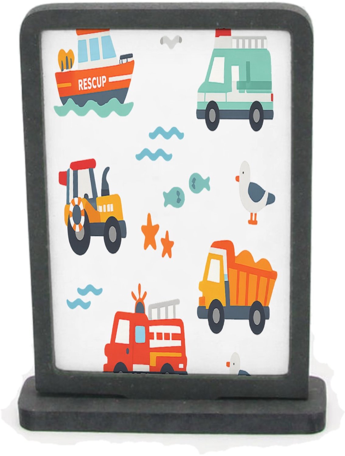 Mr Cadeautjes Houten fotolijst rechthoek met MDF inleg - design Reddingsvoertuigen op zee | cadeau Wit