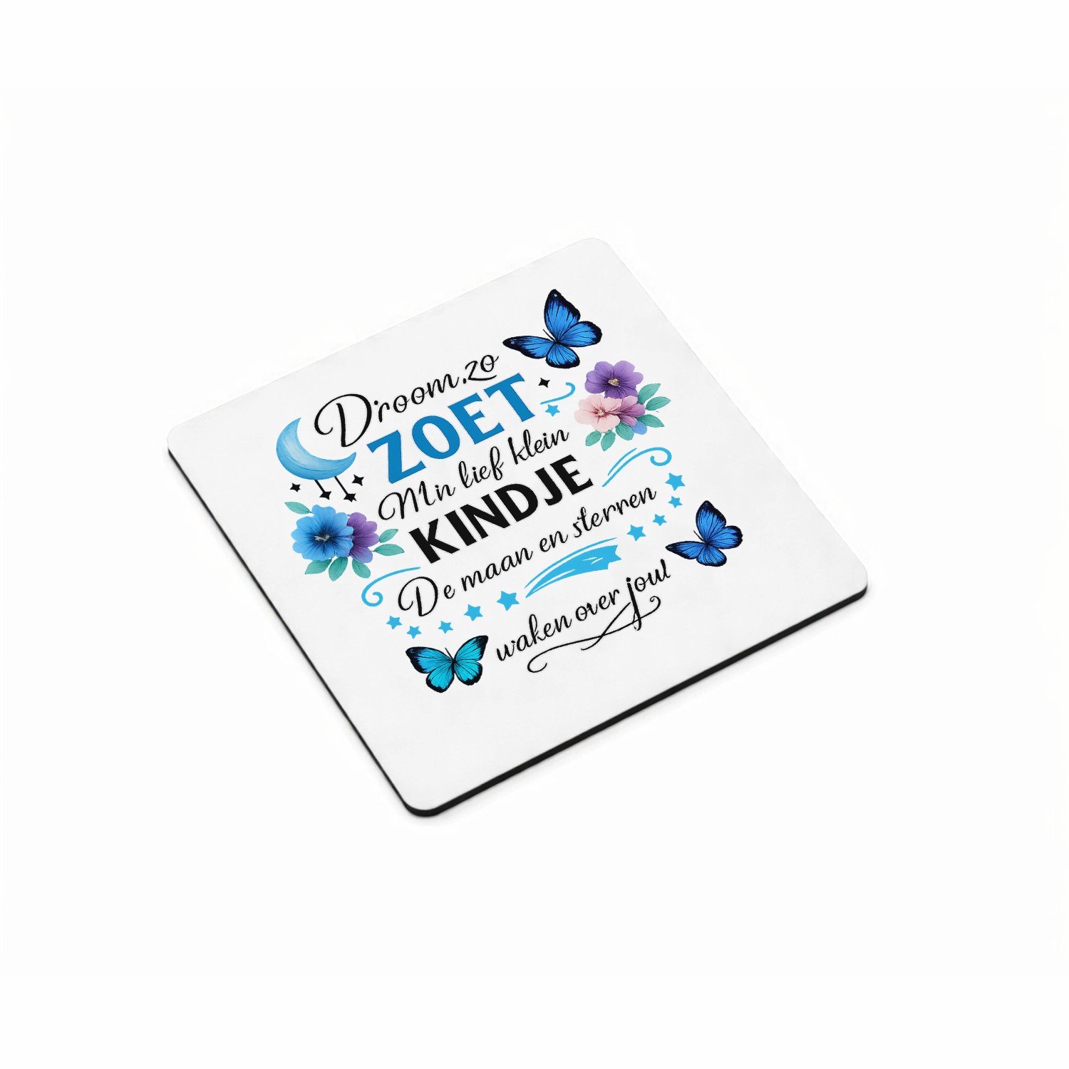 Mr Cadeautjes MDF magnetische fotolijst vierkant 9,5 - design Een troostend slaapkamerthema met maan, sterren en een gerus | cadeau Wit