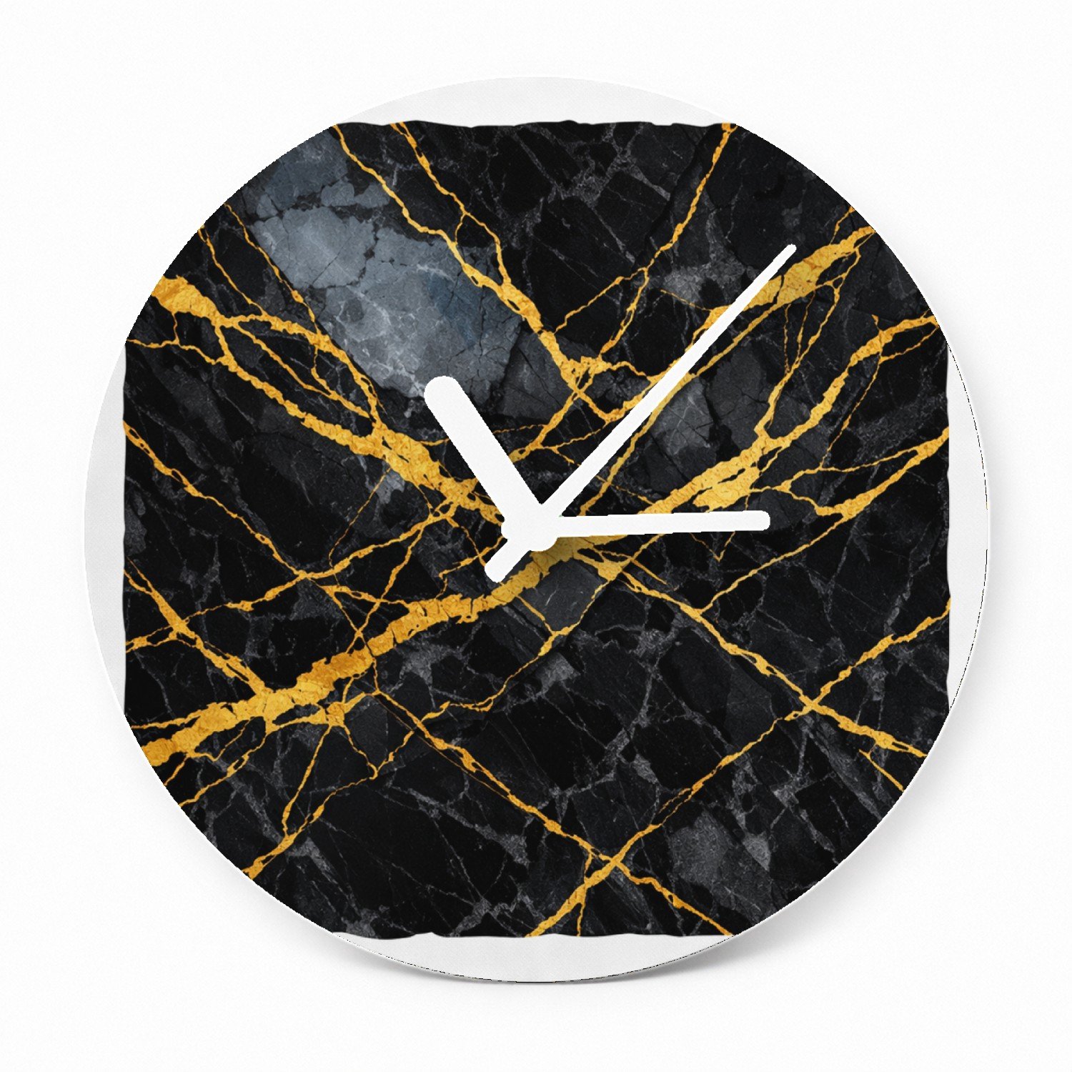 Mr Cadeautjes Glazen klok Ø 20 - design Luxe nachtelijke steentextuur met subtiele botanische glans | cadeau Wit