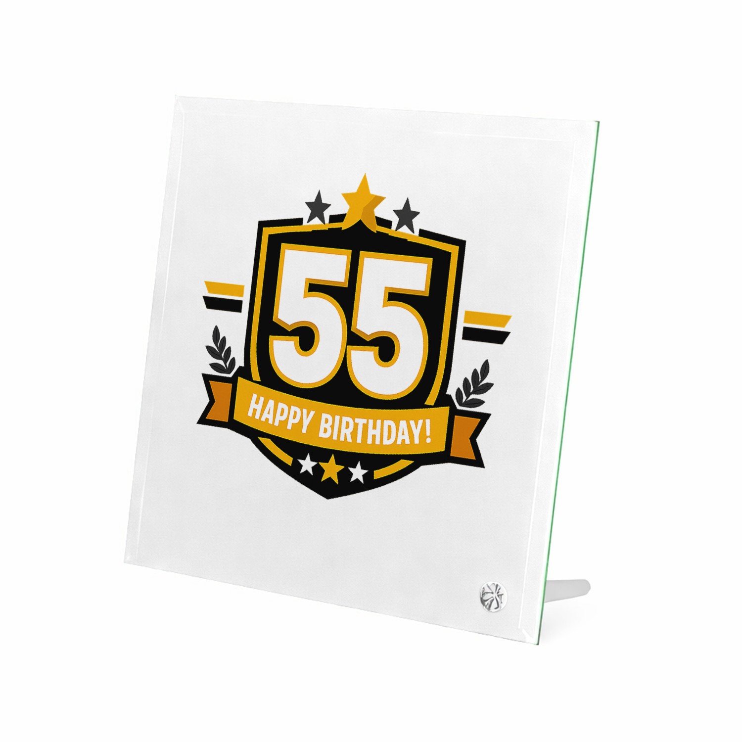 Mr Cadeautjes Glasframe 20 x 20 - design Feestelijke mijlpaalprint met een centraal cijfer in een gra | cadeau Wit
