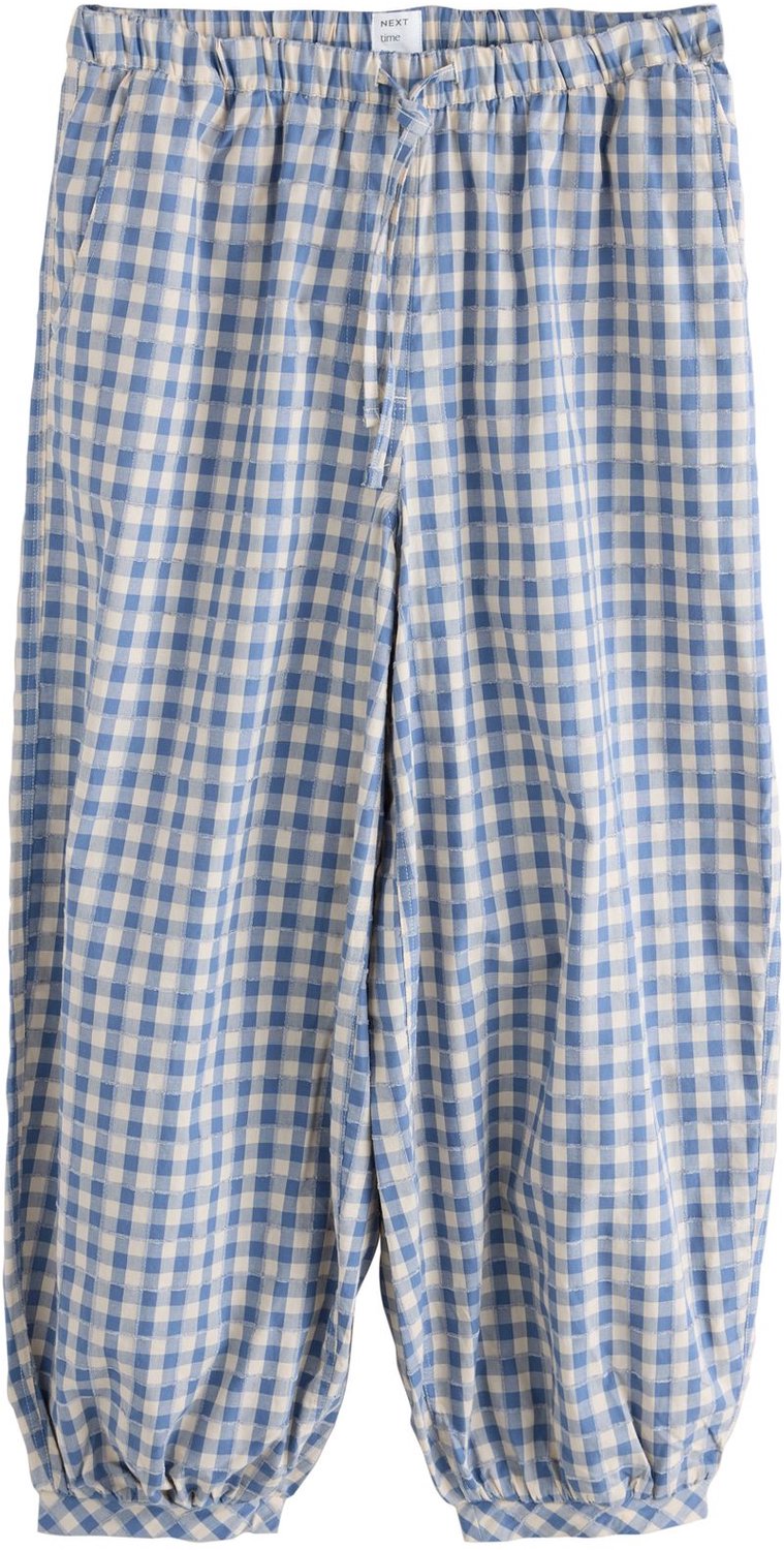 Next Dames - Geweven pyjamabroek met ballonpijpen - Blauw Blue Gingham