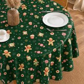 Protecttable - Rond Kerst Tafelzeil Koekmannetje Groen Ø138cm - Tafelkleed Afwasbaar - Kunststof
