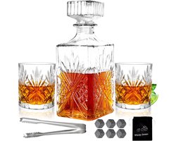 Whiskeykarafset - 1000 ml - Inclusief 2 Glazen en 6 Koelstenen