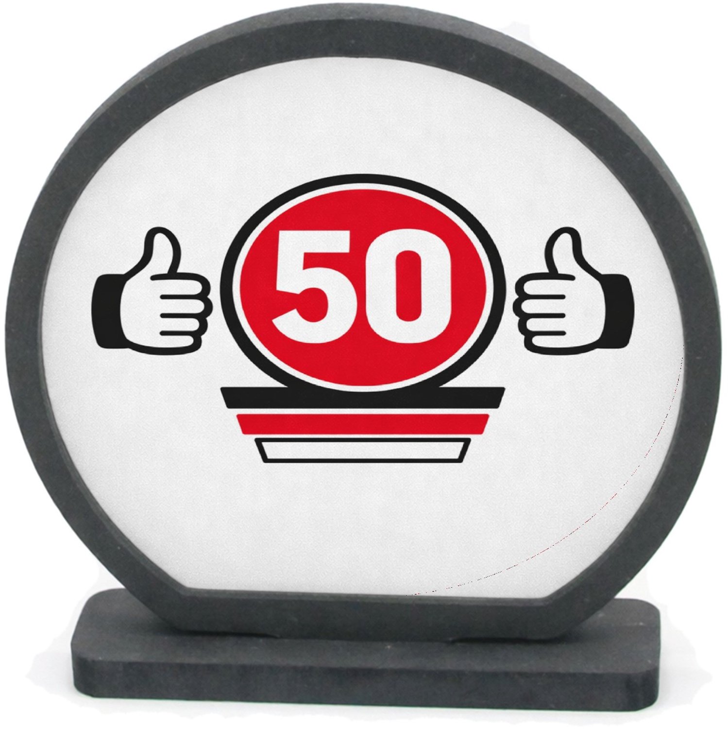 Mr Cadeautjes Houten fotolijst rond met MDF inleg - design Een compacte verjaardagsbadge met een eigenzinnige sportieve | cadeau Wit
