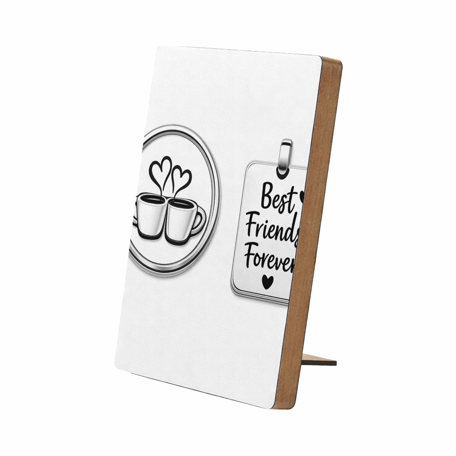 Mr Cadeautjes Glasframe/MDF 12,7 x 17,8 - design Een minimalistische vriendschapsbadge met een eenvoudige ill | cadeau Wit