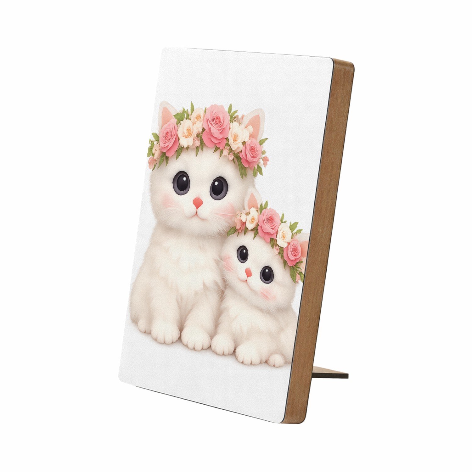 Mr Cadeautjes Glasframe/MDF 12,7 x 17,8 - design Een schattige bosuil met een bloemenkrans en zachte maanlich | cadeau Wit