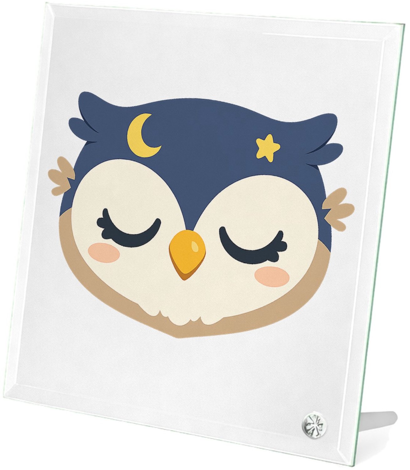 Mr Cadeautjes Glasframe 20 x 20 - design Een rustige, schattige bosdieren-serie met een slaperige uil | cadeau Wit