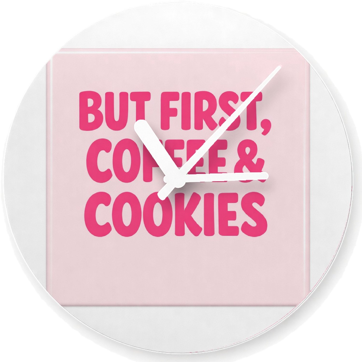 Mr Cadeautjes Glazen klok Ø 20 - design Compacte typografische print met een speels keuken- of koffi | cadeau Wit