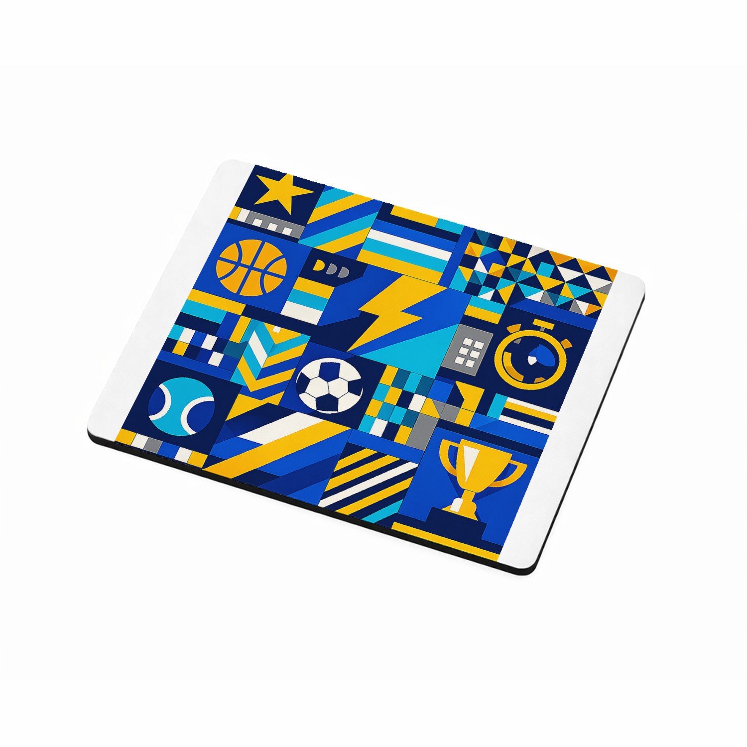 Mr Cadeautjes MDF magnetische fotolijst 9 x 7 - design Een sportieve patchworkprint met kleine iconische vormen zoa | cadeau Wit