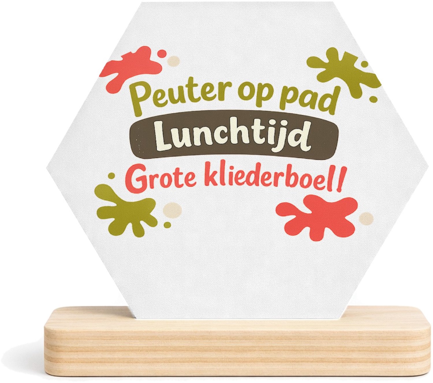 Mr Cadeautjes MDF fotolijst/inleg hexagon 14 x 13 - design Een speelse typografische print met kliederaccenten rondom e | cadeau Wit