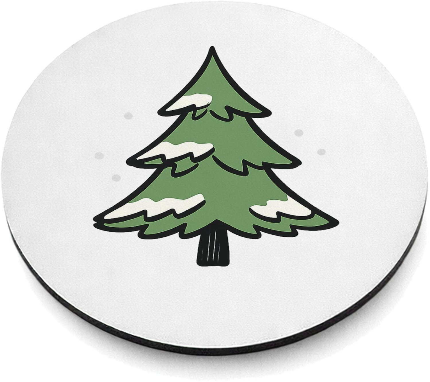 Mr Cadeautjes MDF magnetische fotolijst rond Ø 9,5 - design Een speelse winterboom opgebouwd uit losse penseelstreken en | cadeau Wit
