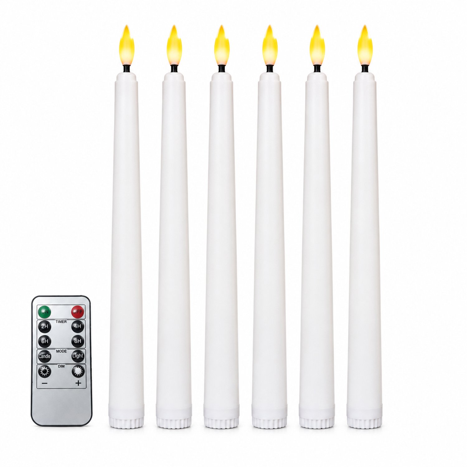 SWGOTA led kaarsen, set van 6 witte staafkaarsen, 27 cm hoog, met 10-knopsafstandsbediening, op batterijen voor binnendecoratie